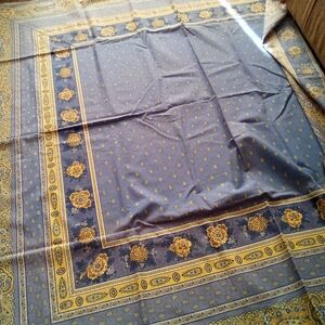 Elegant Blue and Gold Tablecloth